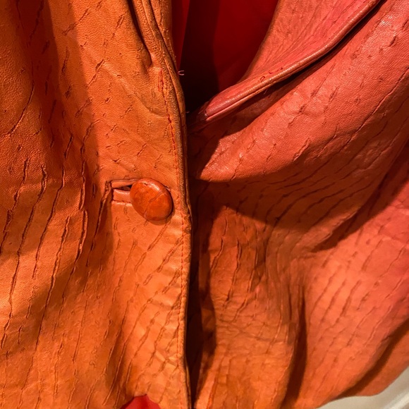 *Rare* VTG 80s Leather Jacket Dolman Sleeve by Gossip in Orange-Red - Picture 8 of 10